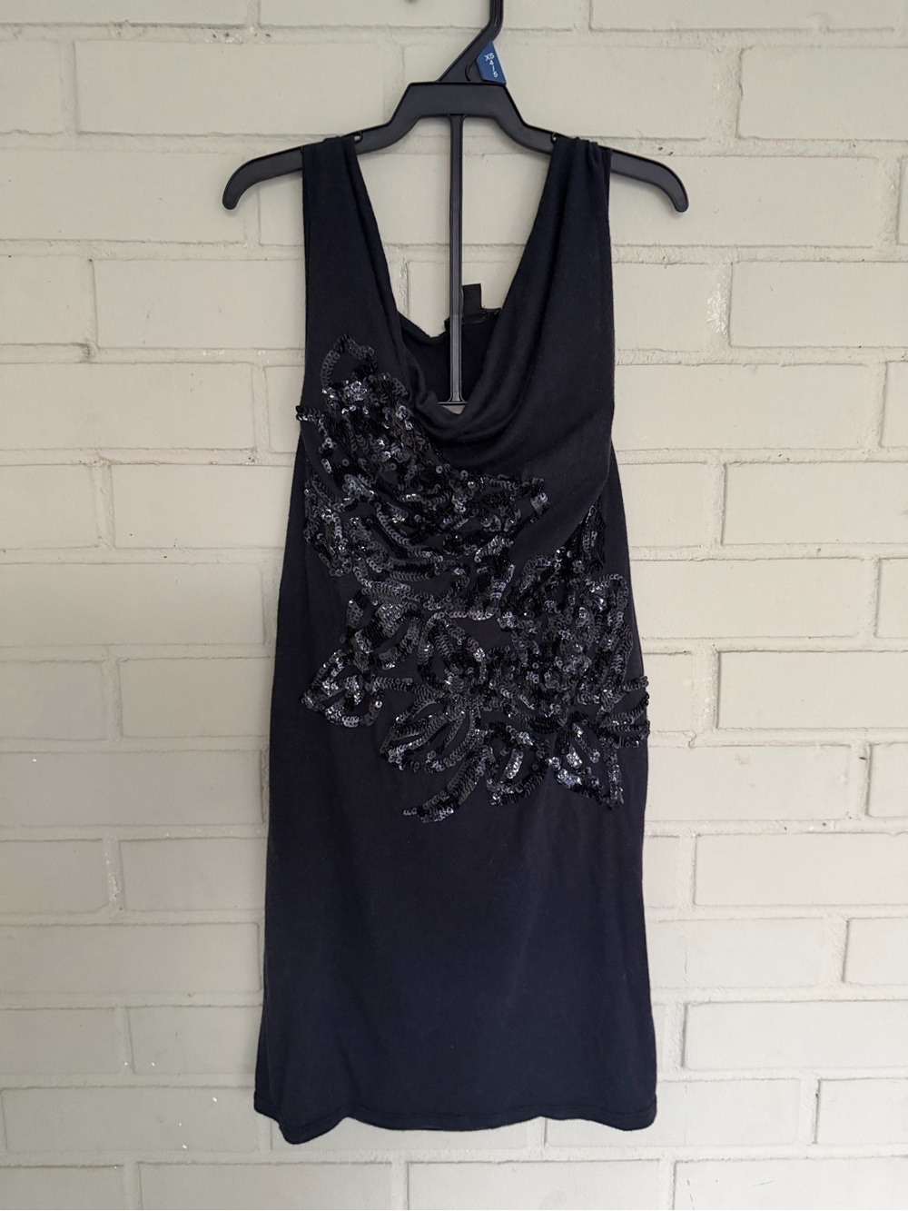 Express Black Sequin-Embellished Cowl Neck Women's Top